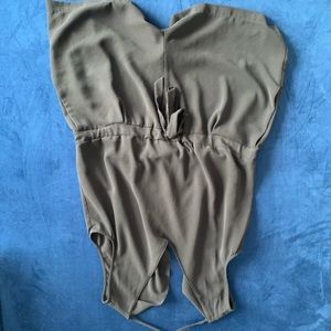 Zara romper black v neck with tie